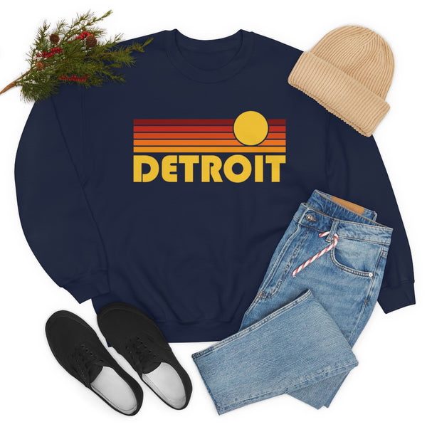 Detroit, Michigan Sweatshirt - Retro Sunset Unisex
