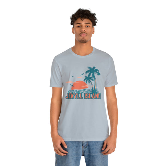 Jekyll Island, Georgia T-Shirt - Retro Palm Tree & Beach Unisex Jekyll Island Shirt