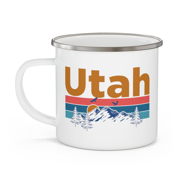 Utah Camp Mug - Mountain Sunset Enamel Campfire Utah Mug