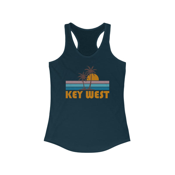 Key West, Florida Women's Tank - Retro Palm Tree Women's Racerback Key West Tank Top