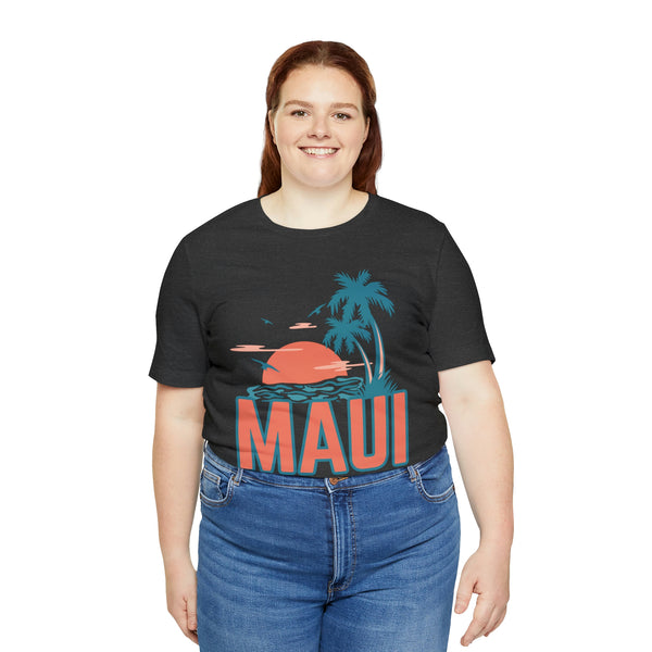 Maui, Hawaii T-Shirt - Retro Palm Tree & Beach Unisex Maui Shirt