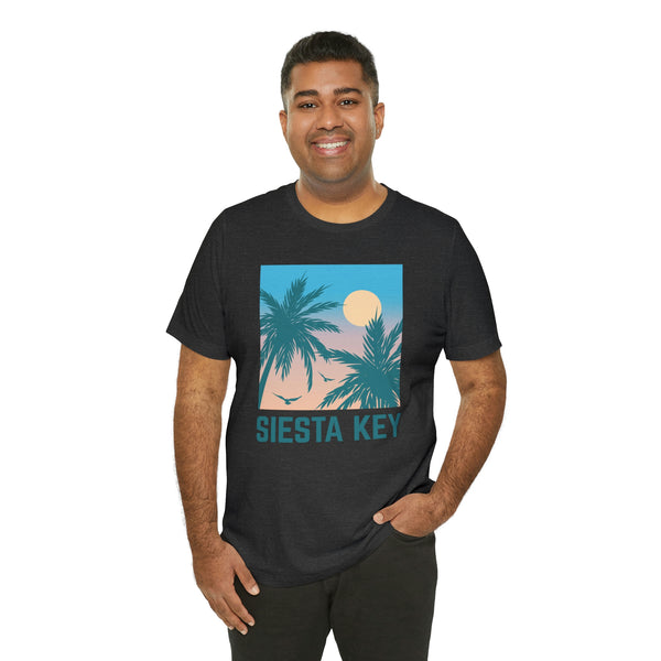 Siesta Key, Florida T-Shirt - Retro Palm Tree & Beach Unisex Siesta Key Shirt