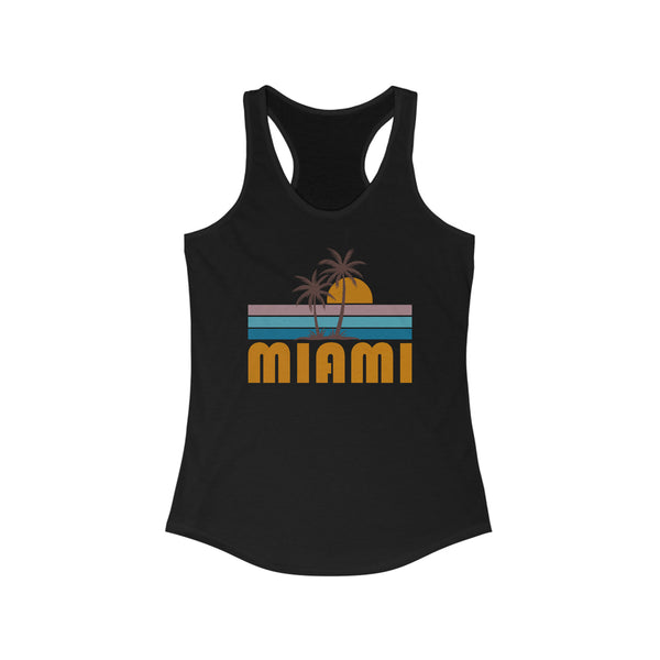 Miami, Florida Women's Tank - Retro Palm Tree Women's Racerback Miami Tank Top