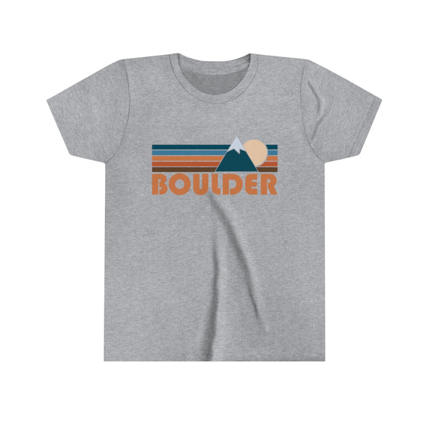 Boulder Youth T-Shirt - Retro Mountain Colorado Kid's TShirt