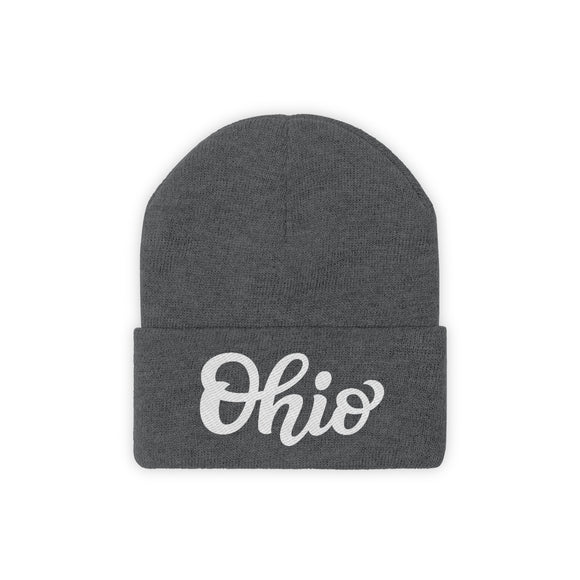 Ohio Beanie - Adult Hand Lettered Embroidered Ohio Knit Hat