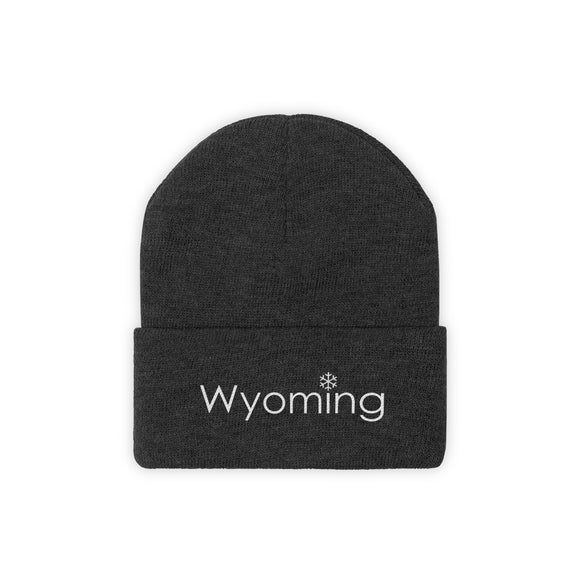 Wyoming Knit Beanie - Adult Embroidered Snowflake Wyoming Knit Hat