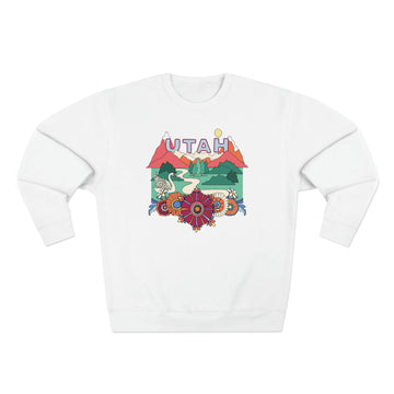 Buy white Premium Utah Crewneck Sweatshirt - Retro Unisex Sweatshirt
