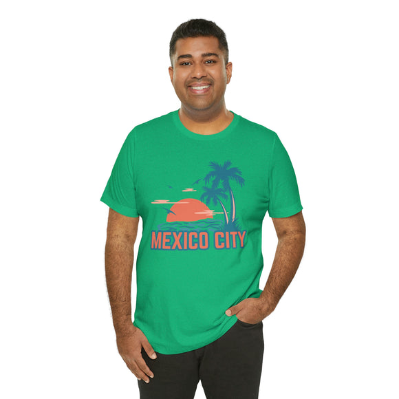 Mexico City, Mexico T-Shirt - Retro Palm Tree & Beach Unisex Mexico City Shirt