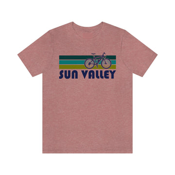 Buy heather-mauve Sun Valley T-Shirt - Retro Mountain Bike Adult Unisex Sun Valley, Idaho T Shirt