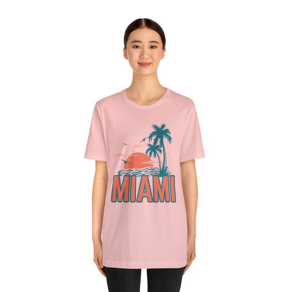 Miami, Florida T-Shirt - Retro Palm Tree & Beach Unisex Miami Shirt