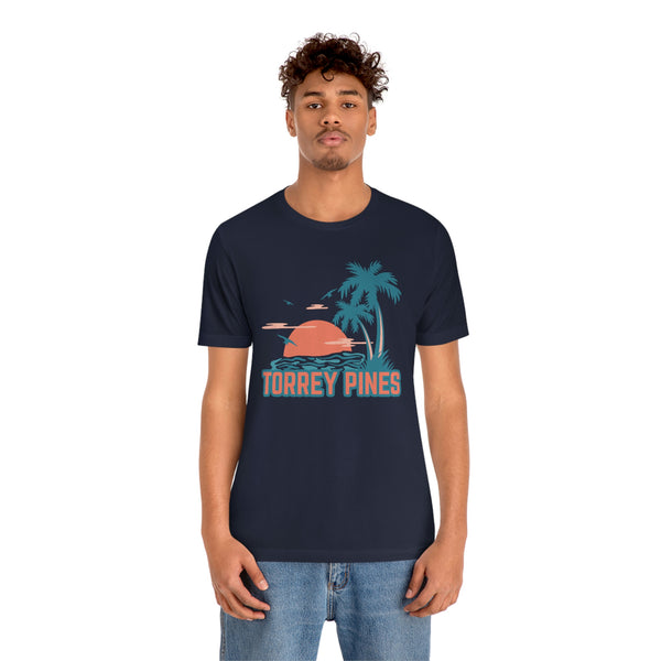 Torrey Pines, California T-Shirt - Retro Palm Tree & Beach Unisex Torrey Pines Shirt