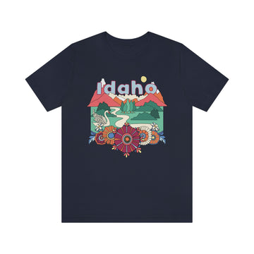 Buy navy Idaho Shirt, Idaho Retro T-Shirt, Hippie Style Idaho tee, Idaho Mountain Shirt