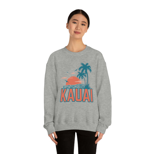 Kauai, Hawaii Sweatshirt - Unisex Retro Palm Tree Crewneck Kauai Sweatshirt