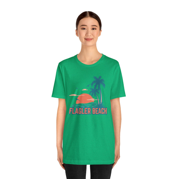 Flagler Beach, Florida T-Shirt - Retro Palm Tree & Beach Unisex Flagler Beach Shirt