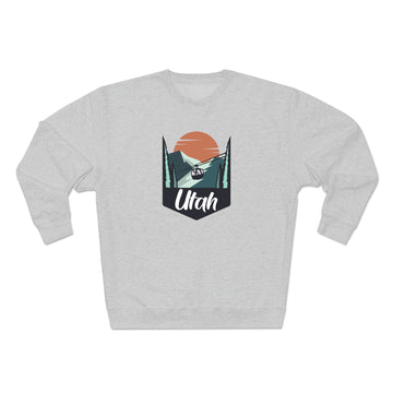 Buy heather-grey Premium Utah Crewneck Sweatshirt - Retro Unisex Sweatshirt