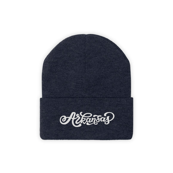Arkansas Beanie - Adult Hand Lettered Embroidered Arkansas Knit Hat