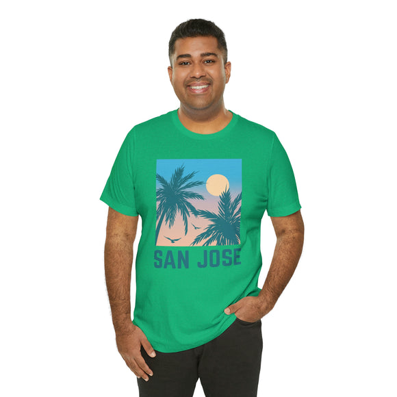 San Jose, California T-Shirt - Retro Palm Tree & Beach Unisex San Jose Shirt
