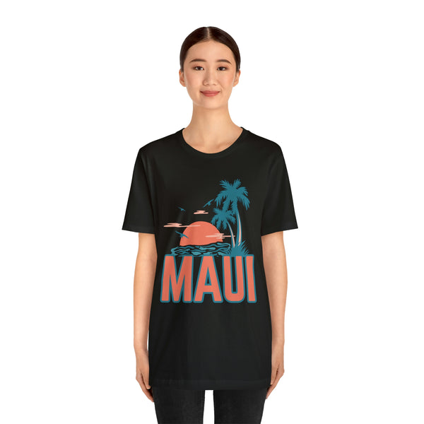 Maui, Hawaii T-Shirt - Retro Palm Tree & Beach Unisex Maui Shirt