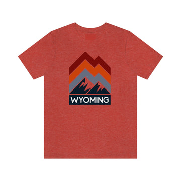 Buy heather-red Wyoming T-Shirt - Retro Mountain Unisex Wyoming Shirt