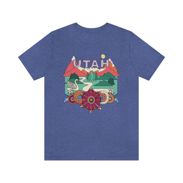 Buy heather-true-royal Utah T-Shirt - Retro Mountain / Hippie Style Utah Shirt