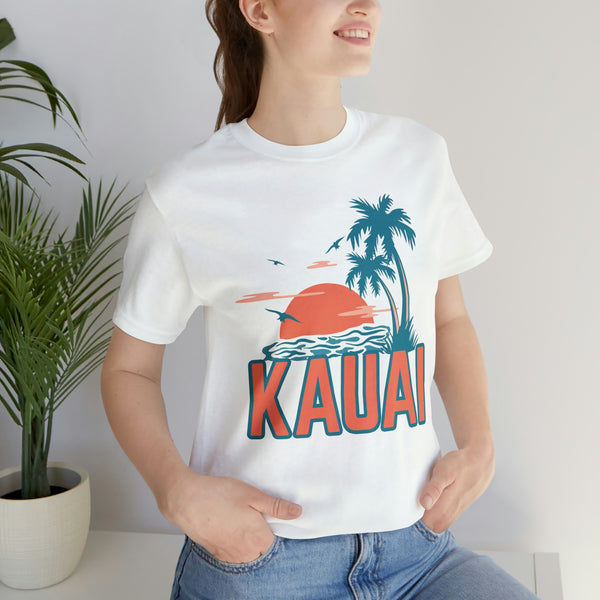 Kauai, Hawaii T-Shirt - Retro Palm Tree & Beach Unisex Kauai Shirt