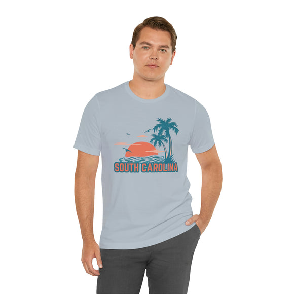 South Carolina T-Shirt - Retro Palm Tree & Beach Unisex South Carolina Shirt