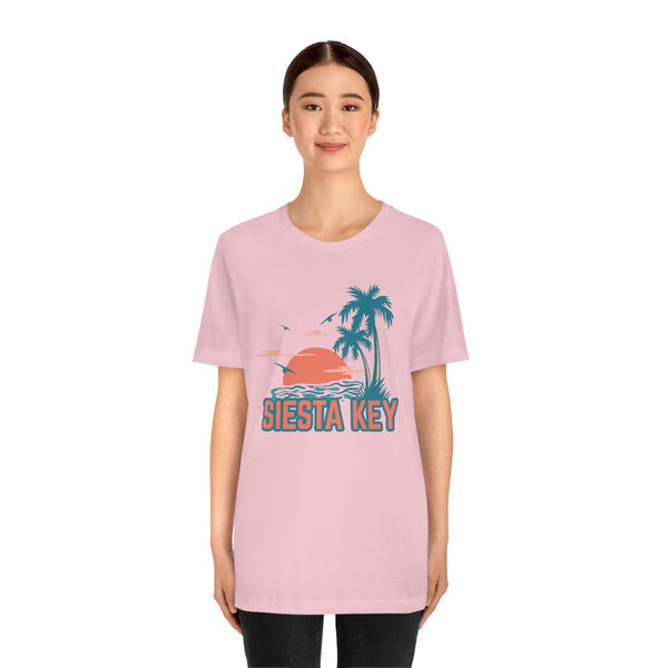 Siesta Key, Florida T-Shirt - Retro Palm Tree & Beach Unisex Siesta Key Shirt