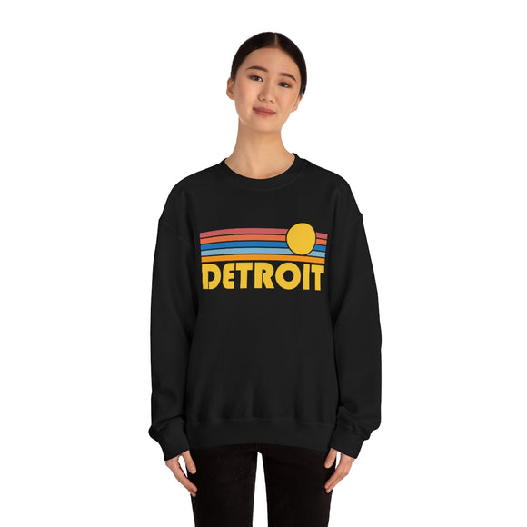 Detroit, Michigan Sweatshirt - Retro Sunrise Unisex