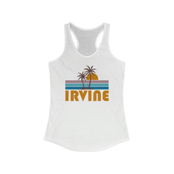 Irvine, California Women's Tank - Retro Palm Tree Women's Racerback Irvine Tank Top - 0