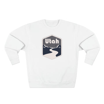 Buy white Premium Utah Crewneck Sweatshirt - Retro Unisex Sweatshirt