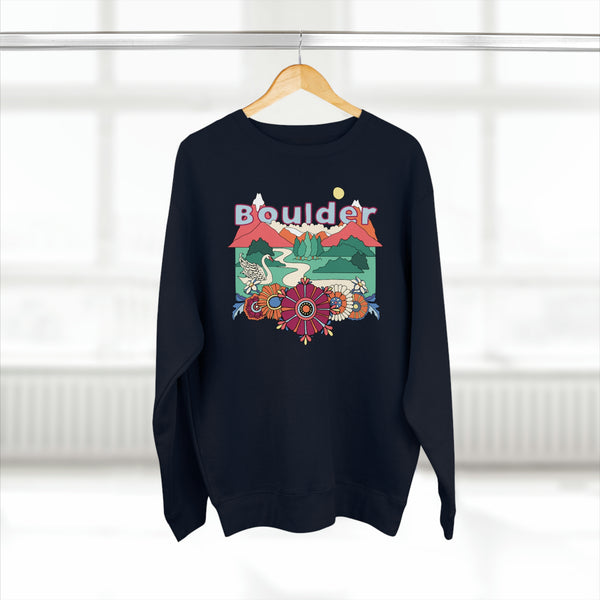 Premium Boulder, Colorado Crewneck Sweatshirt - Retro Unisex Sweatshirt