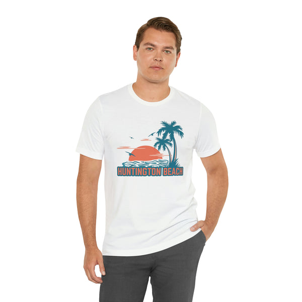 Huntington Beach, California T-Shirt - Retro Palm Tree & Beach Unisex Huntington Beach Shirt