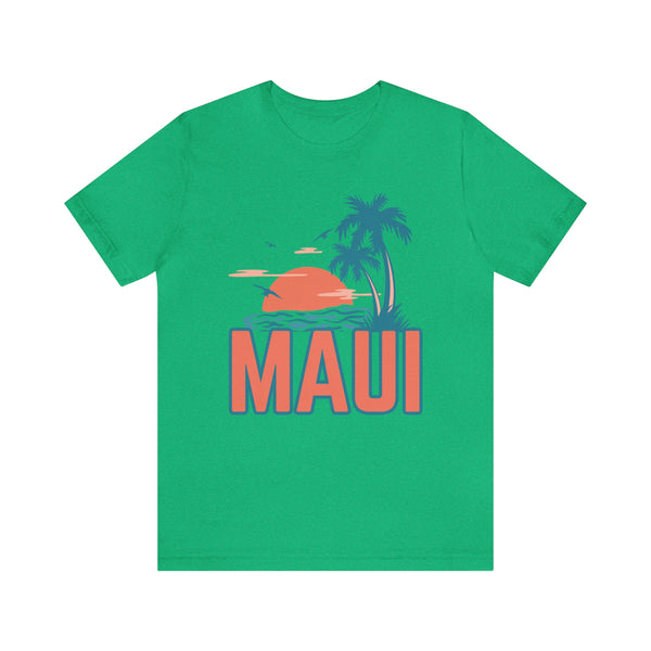 Maui, Hawaii T-Shirt - Retro Palm Tree & Beach Unisex Maui Shirt