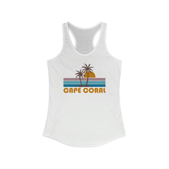 Cape Coral, Florida Women's Tank - Retro Palm Tree Women's Racerback Cape Coral Tank Top