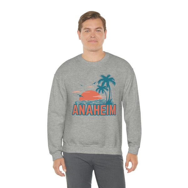 Anaheim, California Sweatshirt - Unisex Retro Palm Tree Crewneck Anaheim Sweatshirt