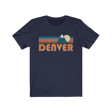 Buy navy Denver, Colorado T-Shirt - Retro Mountain Adult Unisex Denver T Shirt