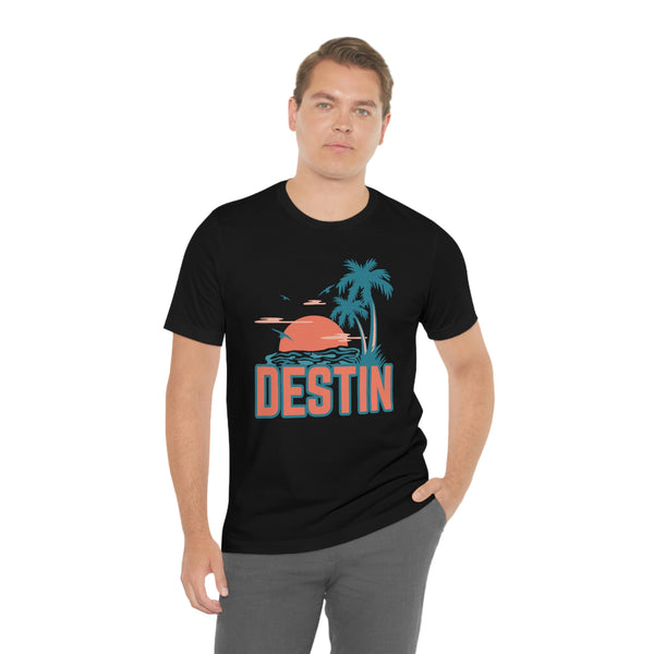 Destin, Florida T-Shirt - Retro Palm Tree & Beach Unisex Destin Shirt