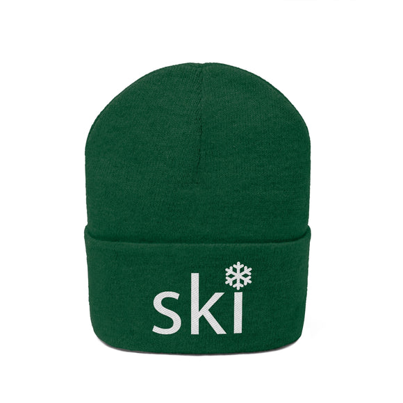Ski Knit Beanie - Adult Embroidered Snowflake Ski Knit Hat