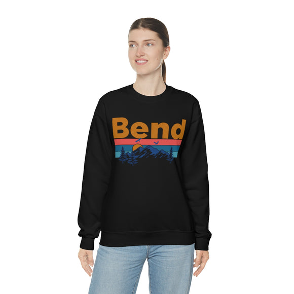 Bend, Oregon Crewneck Sweatshirt - Mountain & Birds Unisex