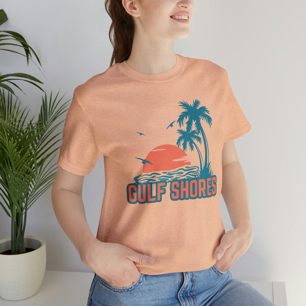 Gulf Shores, Alabama T-Shirt - Retro Palm Tree & Beach Unisex Gulf Shores Shirt