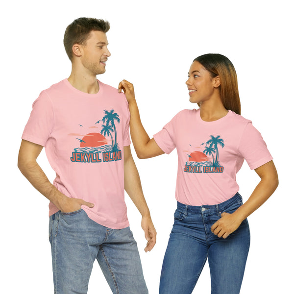 Jekyll Island, Georgia T-Shirt - Retro Palm Tree & Beach Unisex Jekyll Island Shirt