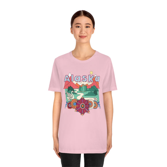 Alaska T-Shirt - Retro Mountain / Hippie Style Alaska Shirt