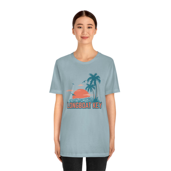 Longboat Key, Florida T-Shirt - Retro Palm Tree & Beach Unisex Longboat Key Shirt