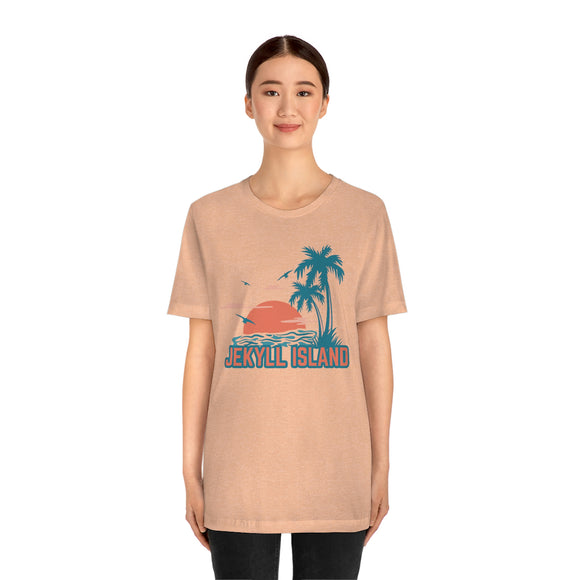 Jekyll Island, Georgia T-Shirt - Retro Palm Tree & Beach Unisex Jekyll Island Shirt