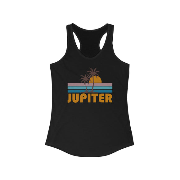 Jupiter, Florida Women's Tank - Retro Palm Tree Women's Racerback Jupiter Tank Top