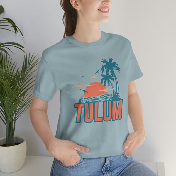 Tulum, Mexico T-Shirt - Retro Palm Tree & Beach Unisex Tulum Shirt