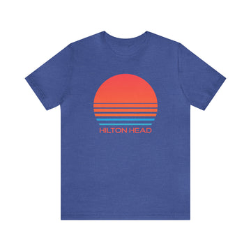 Buy heather-true-royal Hilton Head, South Carolina T-Shirt - Retro 80s Unisex Hilton Head Shirt