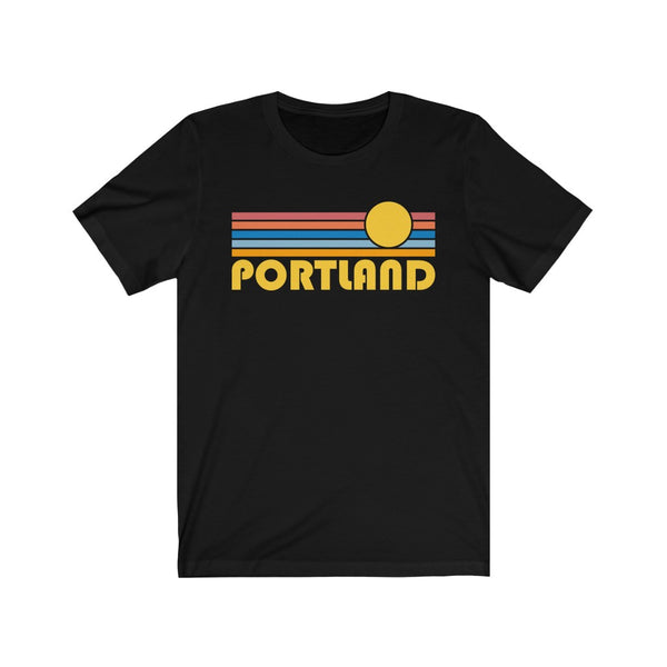 Portland, Oregon T-Shirt - Retro Sunrise Adult Unisex Portland T Shirt