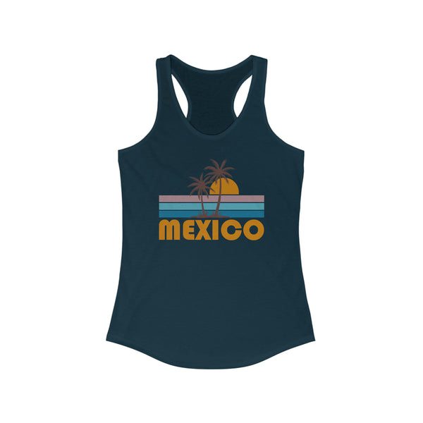 Mexico Women's Tank - Retro Palm Tree Women's Racerback Mexico Tank Top
