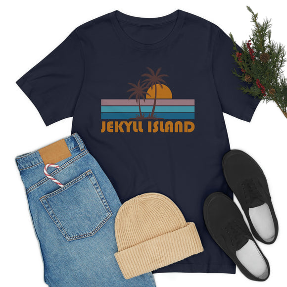 Jekyll Island, Georgia T-Shirt - Retro Palm Tree Unisex Jekyll Island Shirt